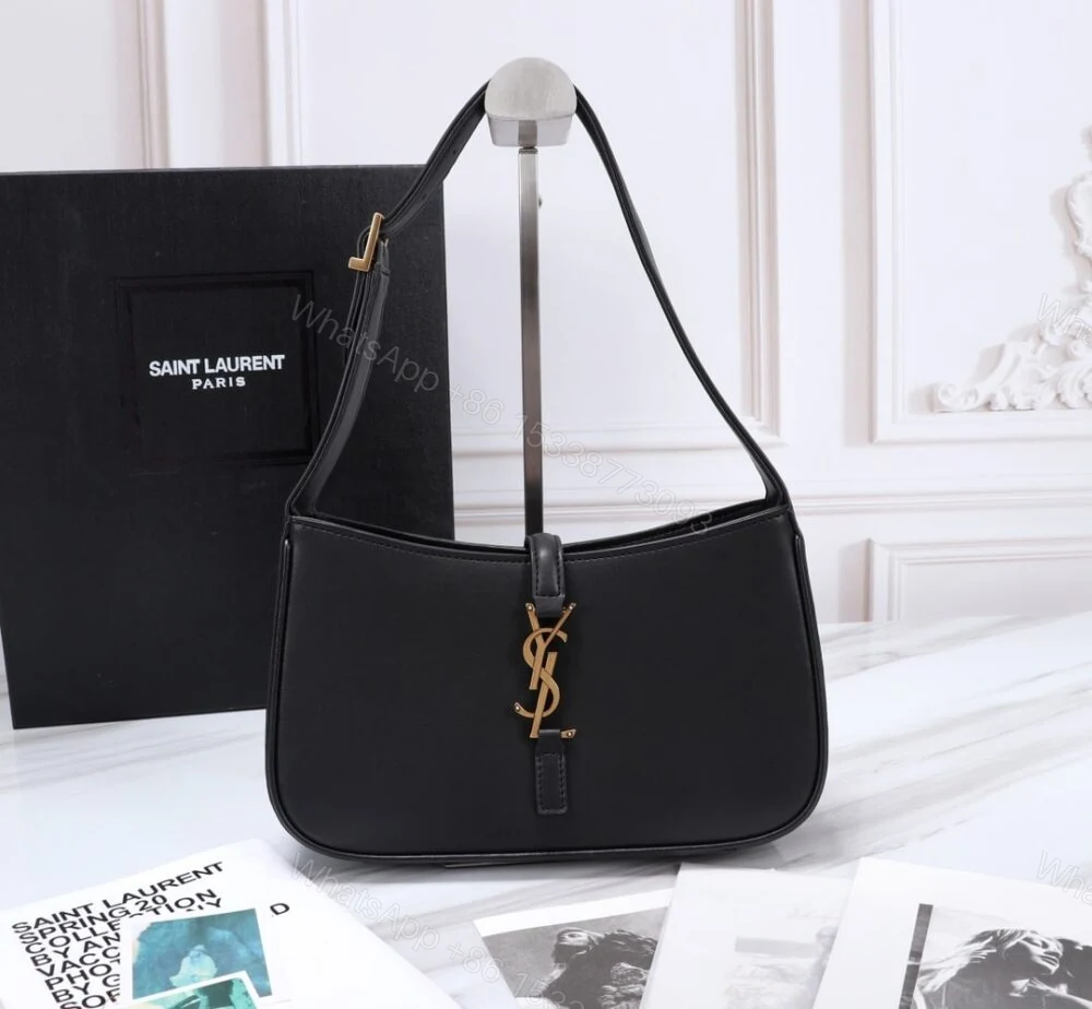View 2 of Saint Laurent Le 5 À 7 Hobo Bag In Smooth Black Gold 23Cm 6572282R20W1000