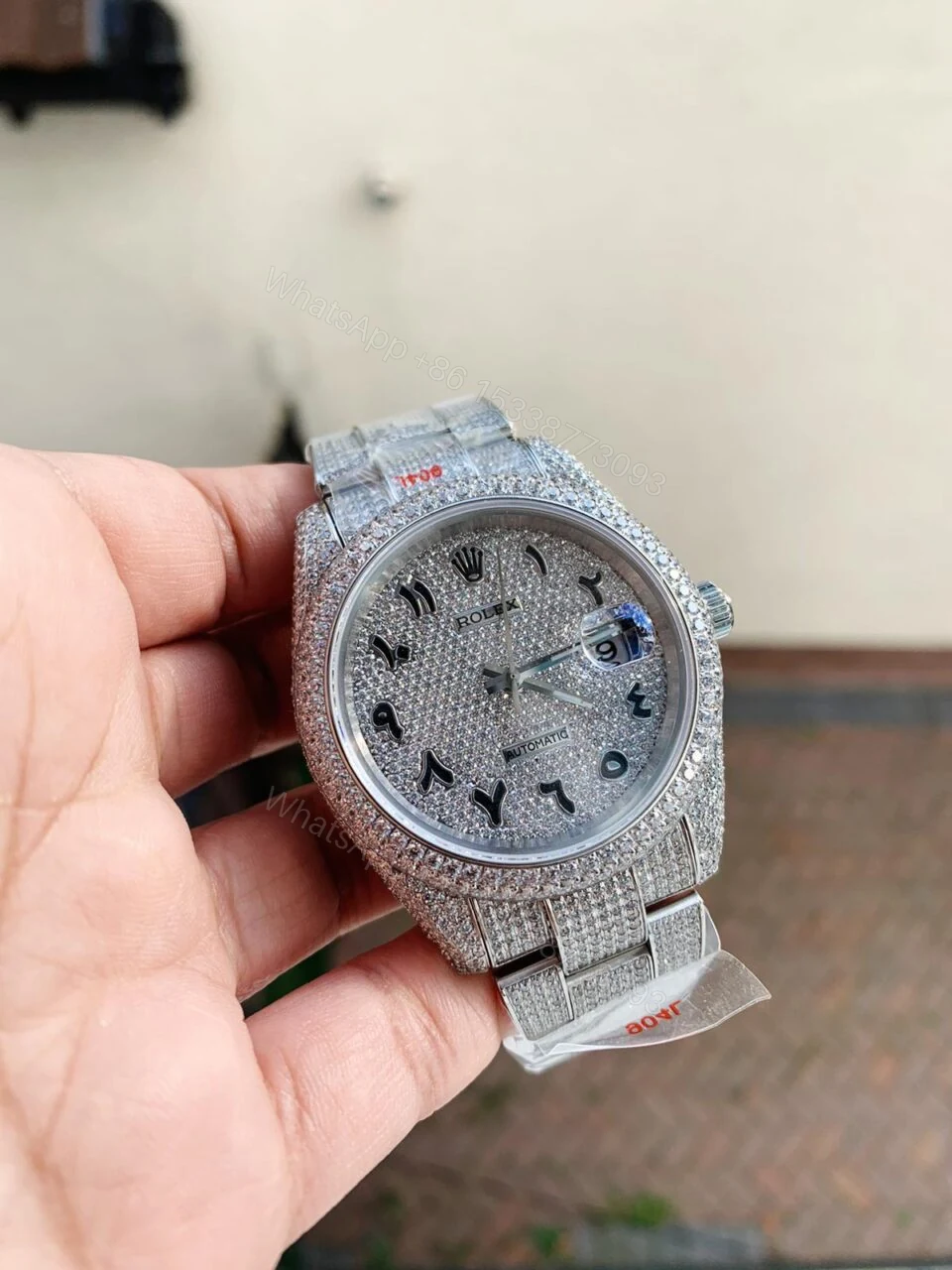 Rolex OYSTER PERPETUAL 41mm 904L SS MOISSANITE DIAMONDS BRACELET AND DIAL A2824 iced out — view 1