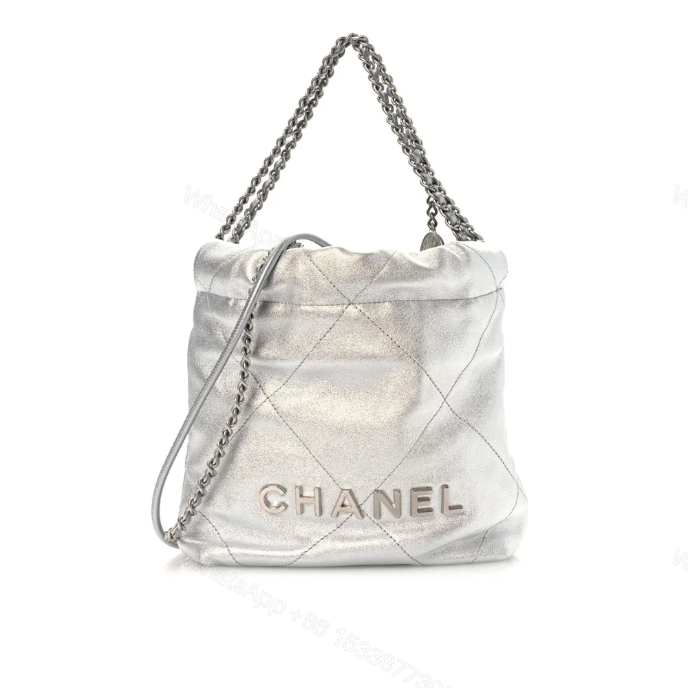 Chanel 22 Mini Handbag Shiny And Gold Tone Metal Silver 20cm — view 1