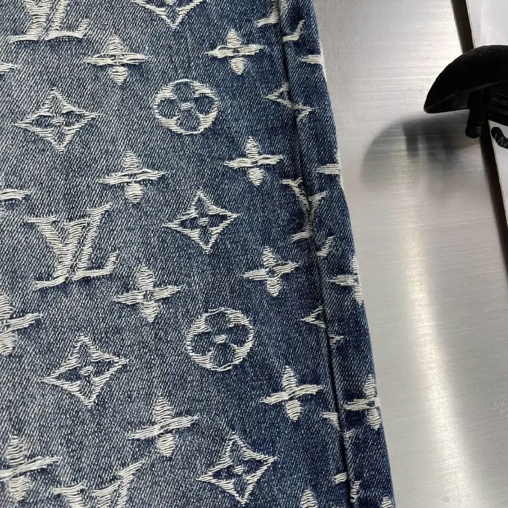 View 3 of Statement Denim: Monogram LV-Inspired Wide-Leg Jeans