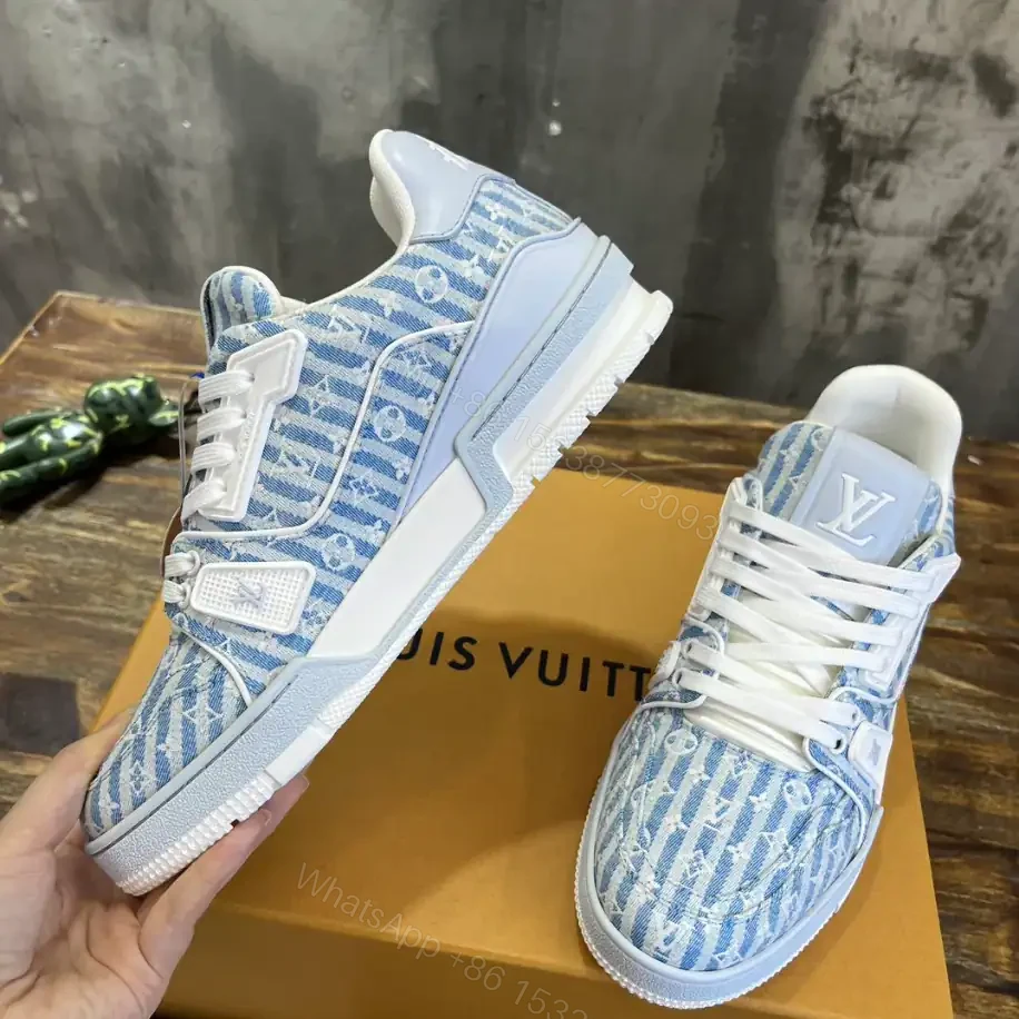 View 7 of LOUIS VUITTON TRAINER SNEAKERS BLUE MONOGRAM TEXTILE – LSVT346