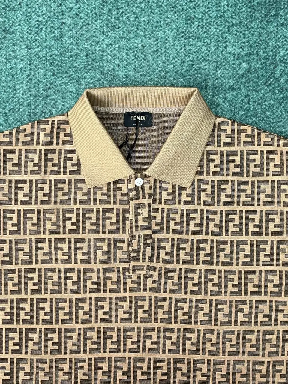 View 7 of Tan Monogram Polo Shirt: Premium Cotton, Elevated Comfort