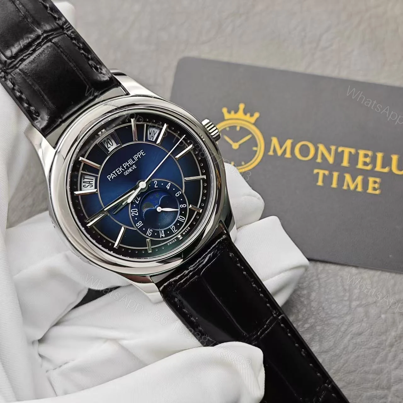 View 2 of Replica Patek Philippe Complications Annual Calendar White Gold 5205G 013 40MM