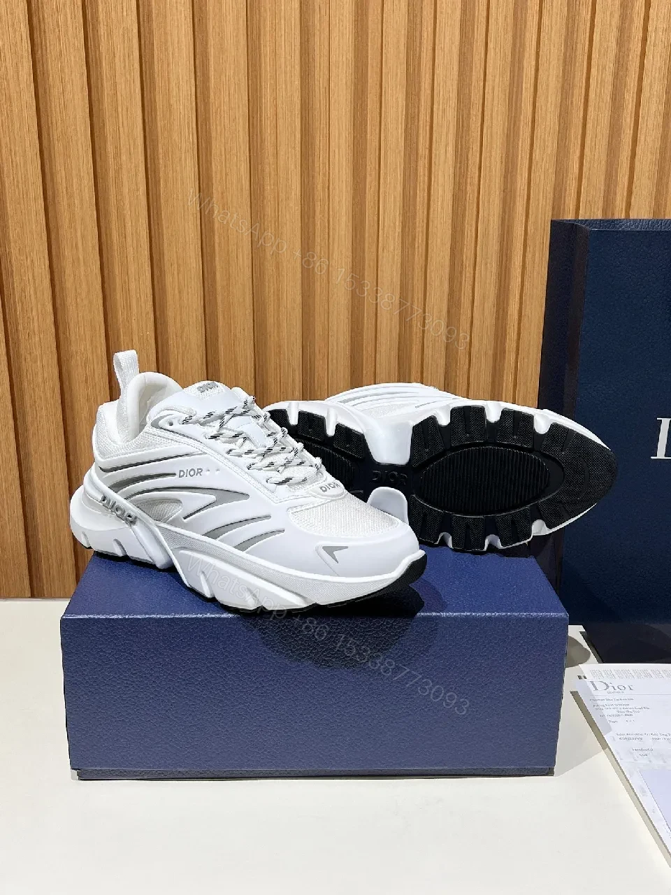 View 7 of White Chunky-Sole Sneakers with Graphical Straps, Premium Craft, High-Top Style
