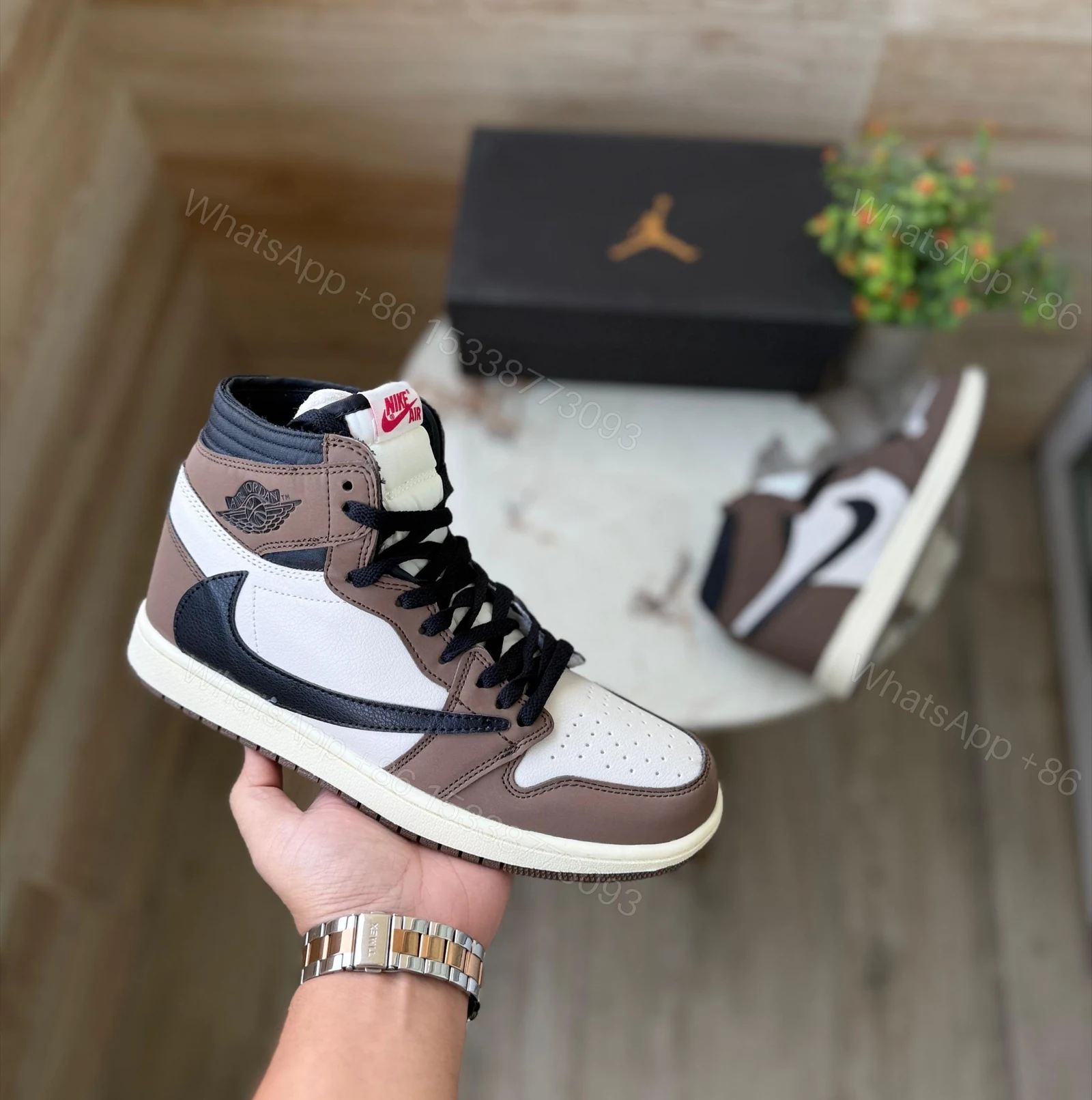 BUY FIRST COPY AIR JORDAN 1 HIGH TRAVIS SCOTT MOCHA SHOES — view 1