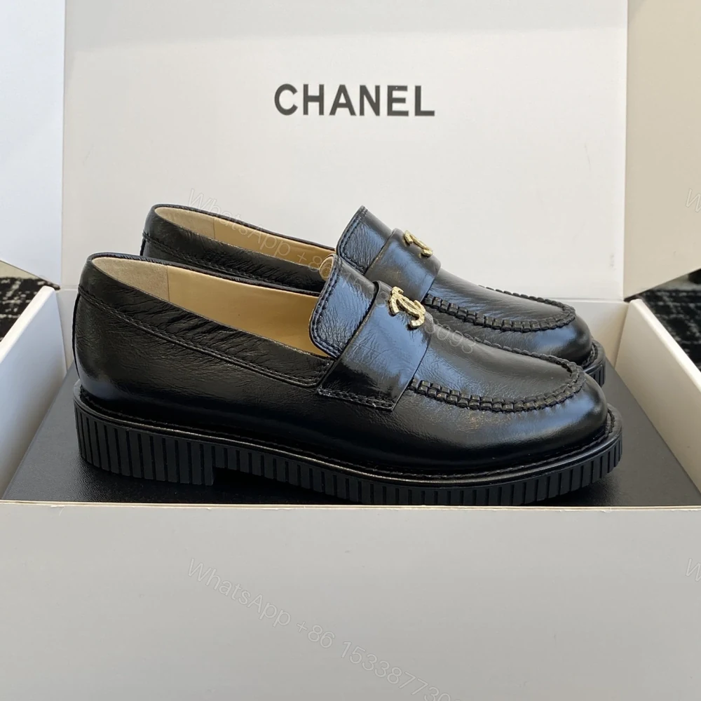 View 2 of 高仿Chanel*25C系列G46112B小牛皮樂福鞋黑色免檢版