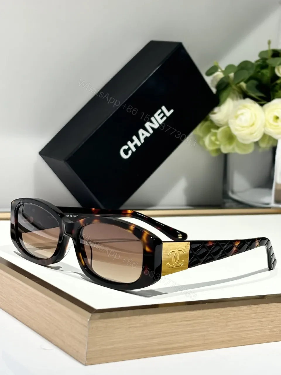 View 6 of Black Acetate Sunglasses | Lattice Accent & Gradient Lenses