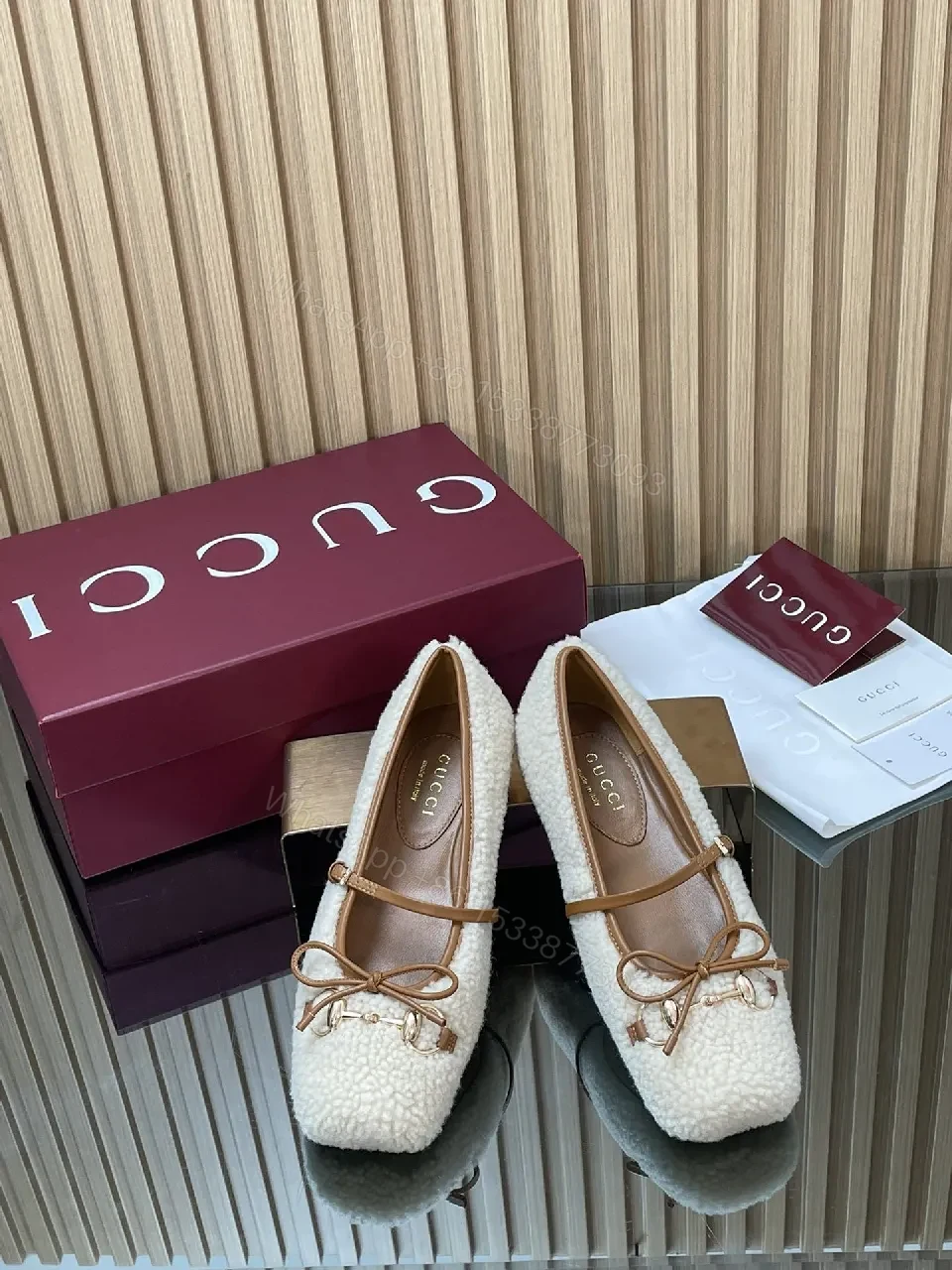 View 4 of Off-White Knit Mule with Leather Bow – Textured Comfort Shoes
