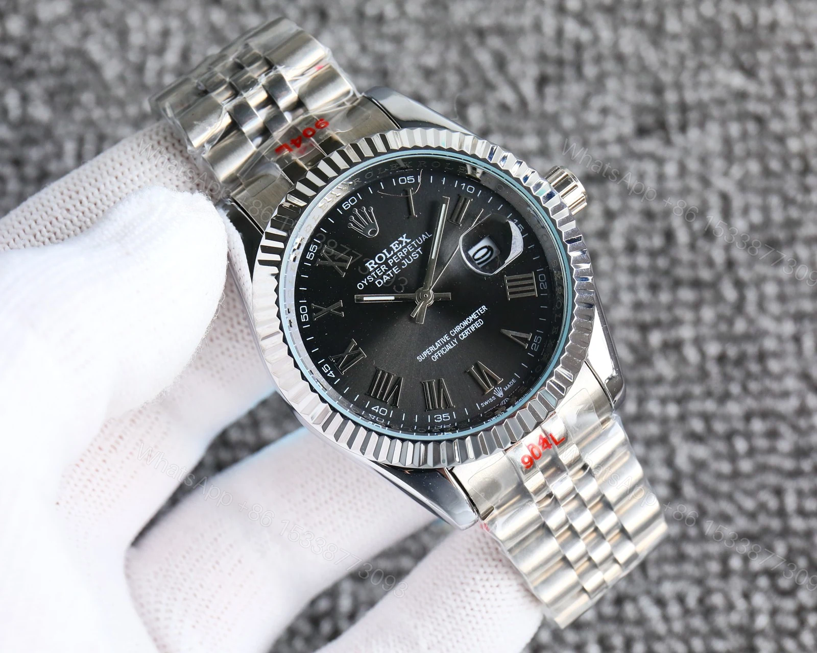 View 2 of Rolex Datejust Roman Numeral Oystersteel And White Gold In Black 41Mm