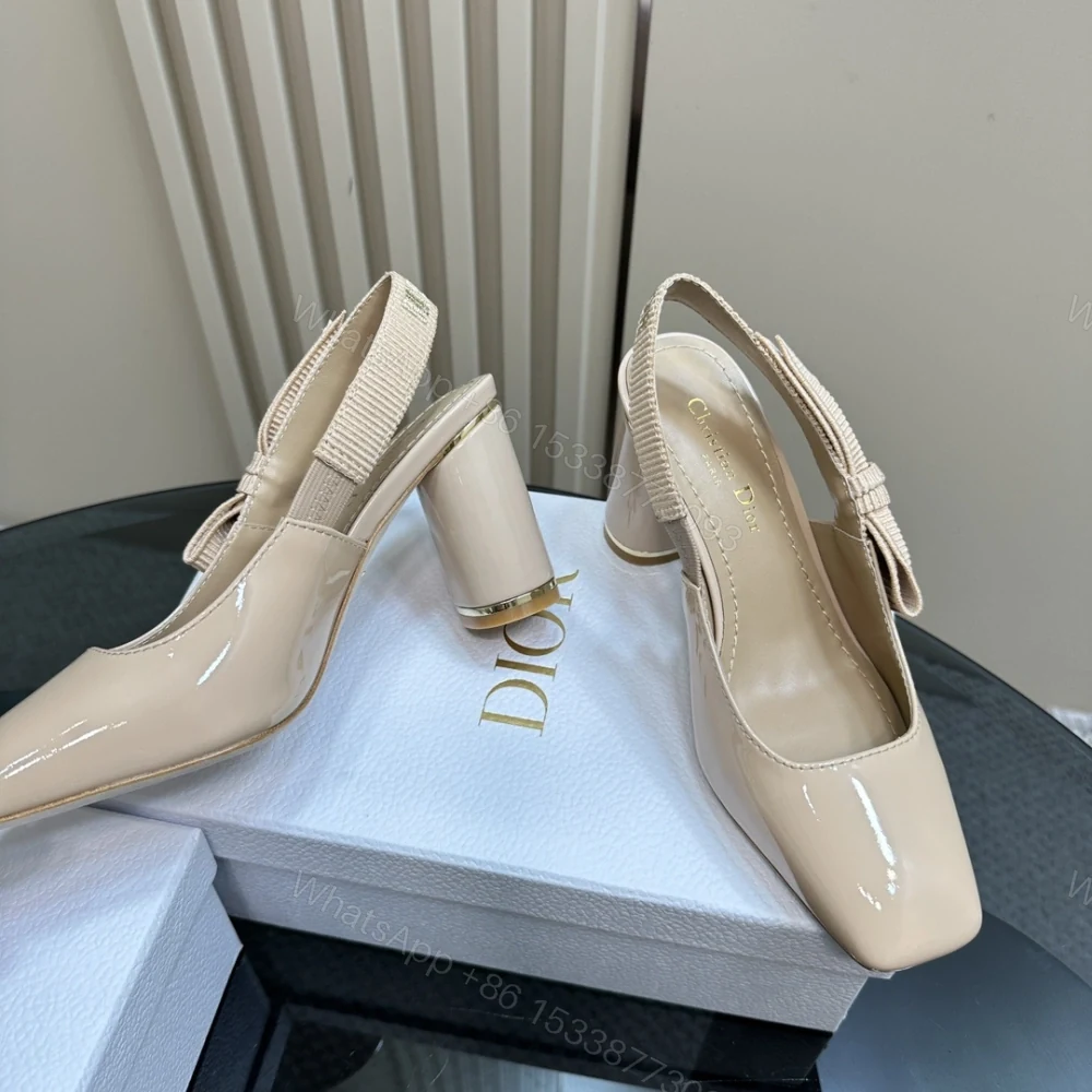 View 2 of 高仿Dior*Miss系列KAD278蝴蝶結粗跟高踭鞋8CM粉色漆皮免檢版