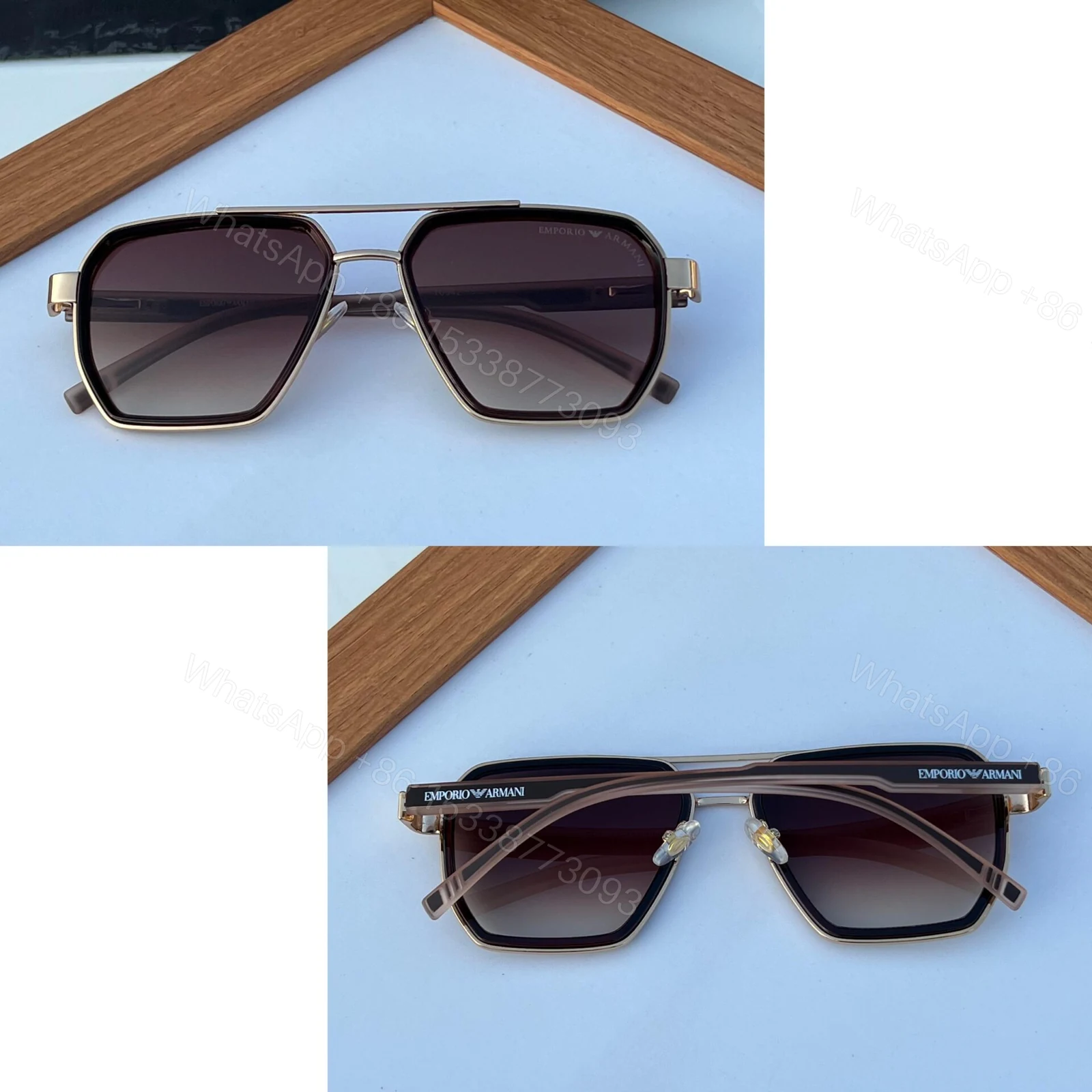 View 5 of Emporio Armani Square Brown Gradient Sunglasses