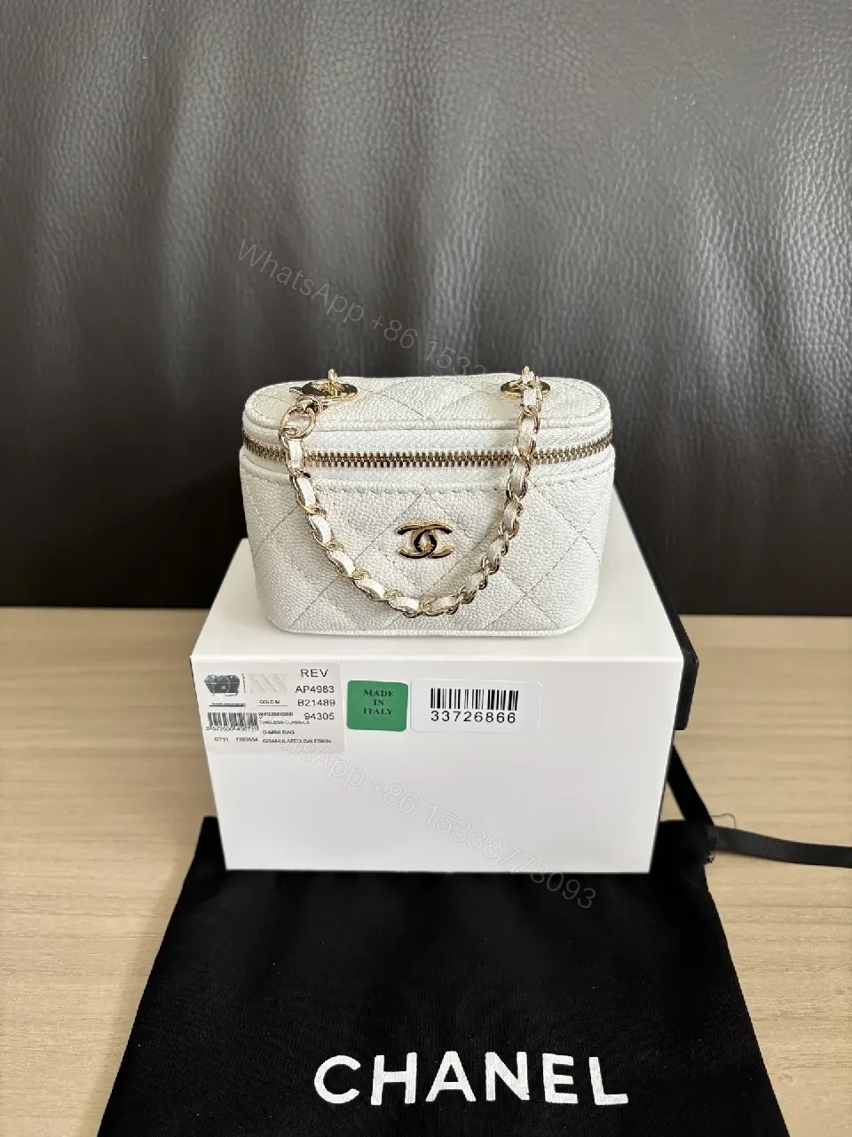 White Quilted Mini Bag with Gold Chain, Luxe Everyday Carry — view 1