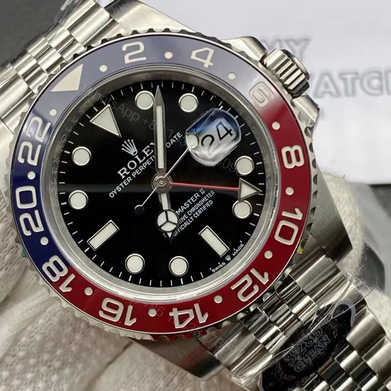 View 5 of Swiss Clone Replica Rolex GMT Master PEPSI Jubilee