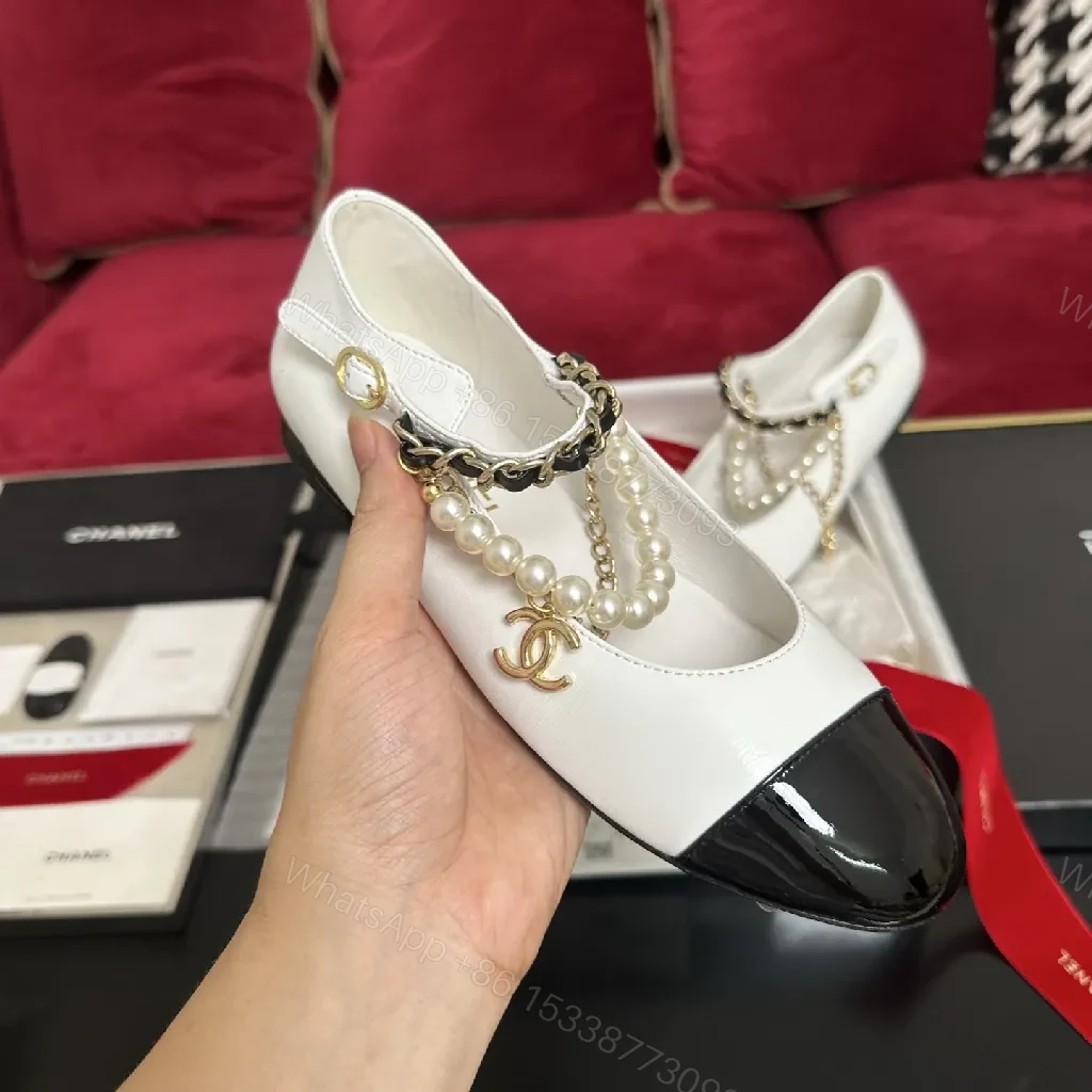 View 8 of White Leather Ankle Boots with Pearl Chain Detail, Black Toe Cap