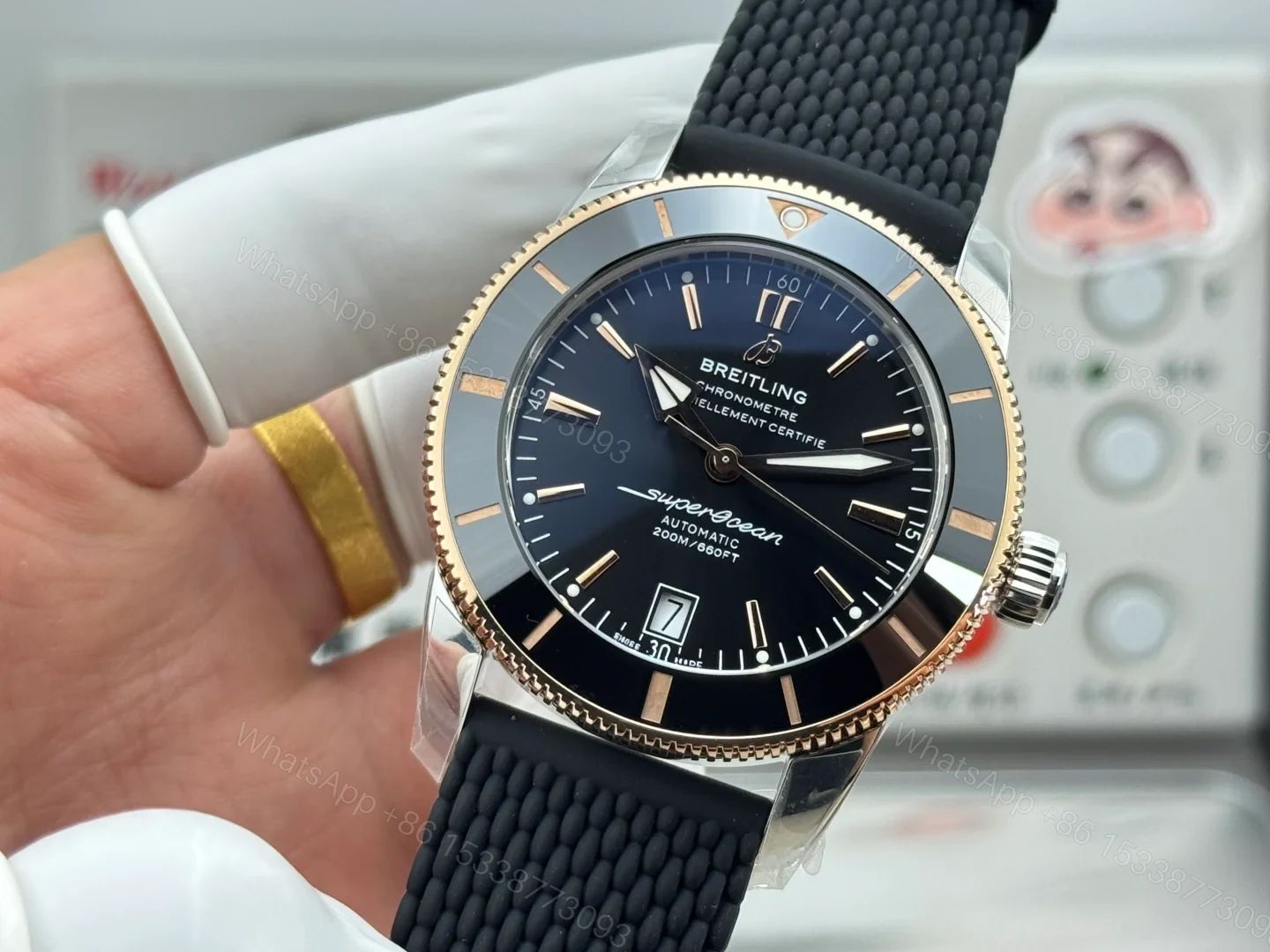 View 3 of Breitling Superocean Heritage Ceramic Black Replica 42MM Premium Rubber Strap Edition UB2030121B1S1