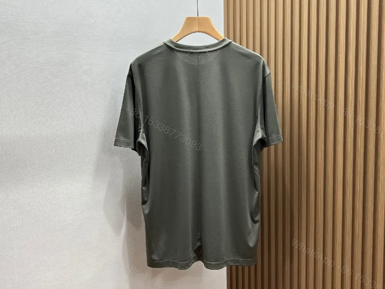 View 3 of Olive Cotton Draped Tee — Minimalist Luxe Comfort