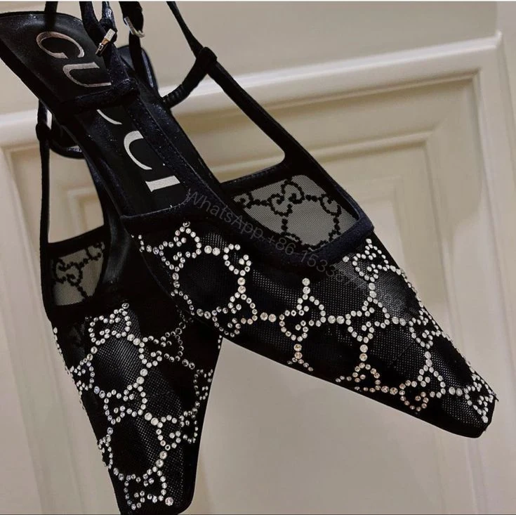 View 4 of FIRST COPY Gucci GG crystal slingback pump
