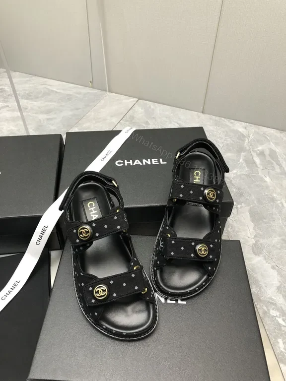 Chanel-Inspired Sandals: Luxe, All-Day Comfort, Black — view 1