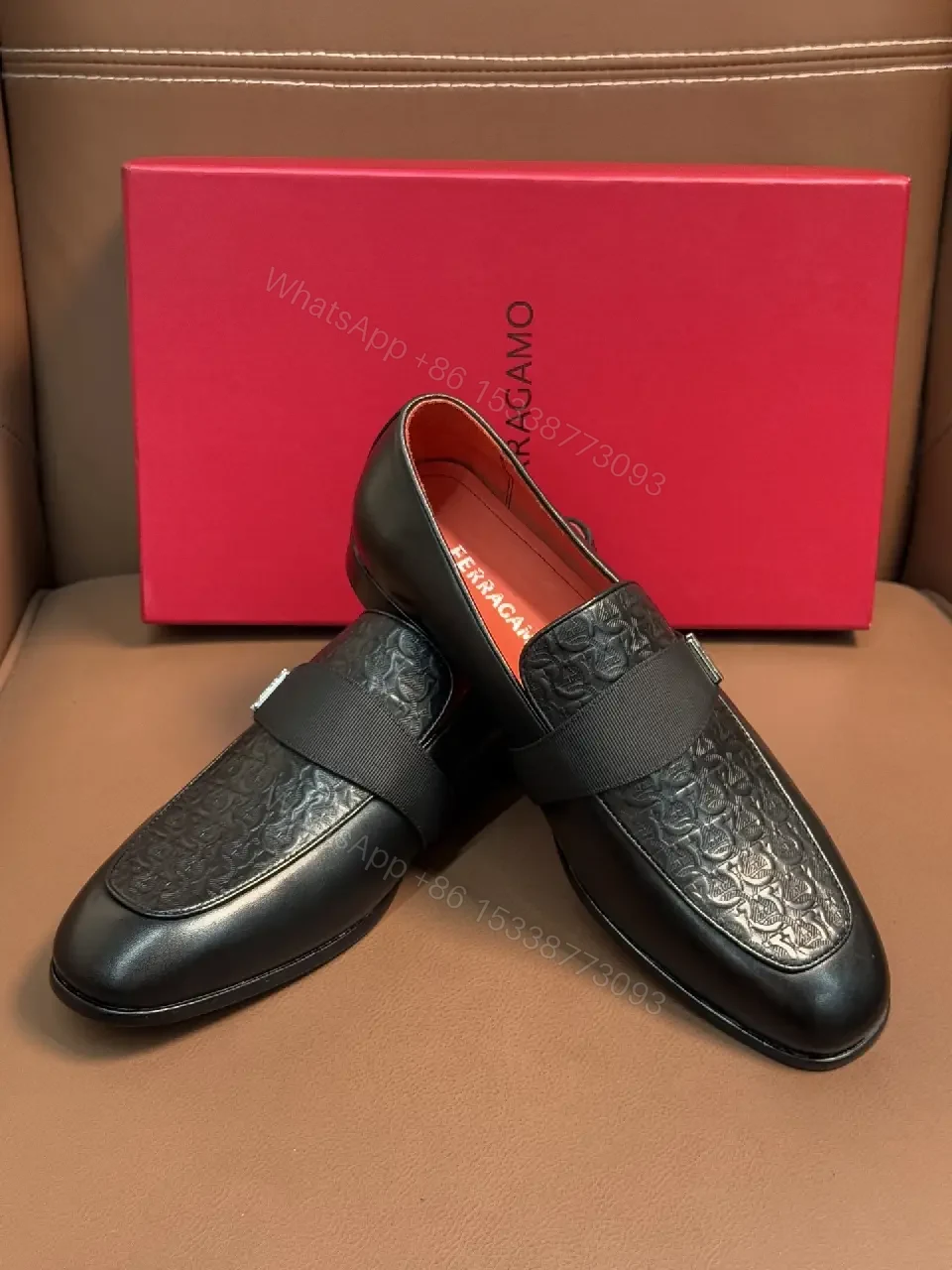 View 9 of Chic Textured Leather Loafer with Signature Hardware