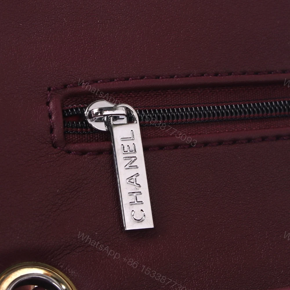 View 7 of Chanel Medium Classic Double Flap Burgundy Silver Hardware 27Cm