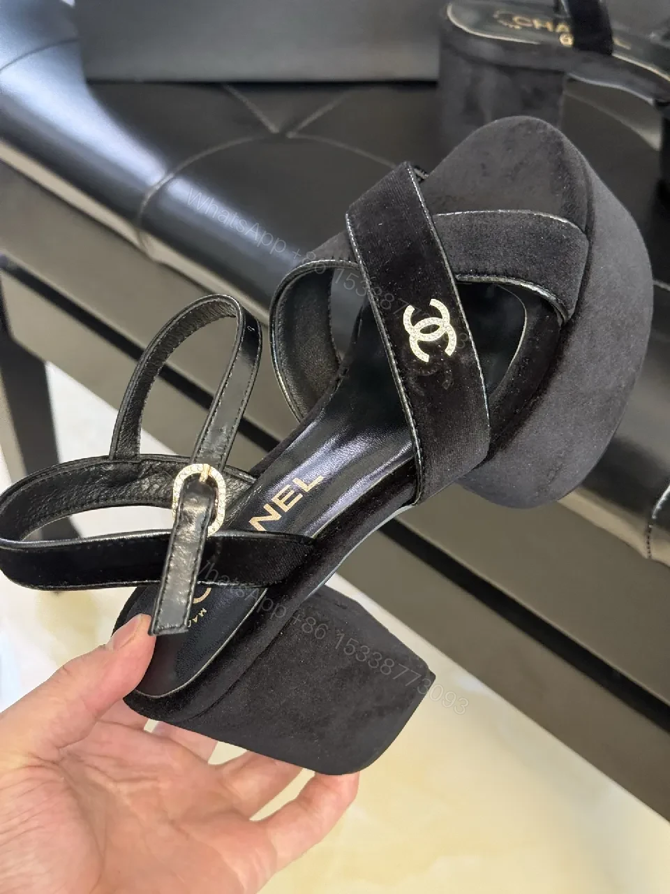 View 4 of Black Suede Platform Sandals – Luxe-Chic Everyday Elevation