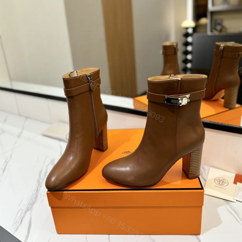 View 6 of 高仿Hermes*H202257ZA3小牛皮高踭短靴棕色8.5CM免檢版