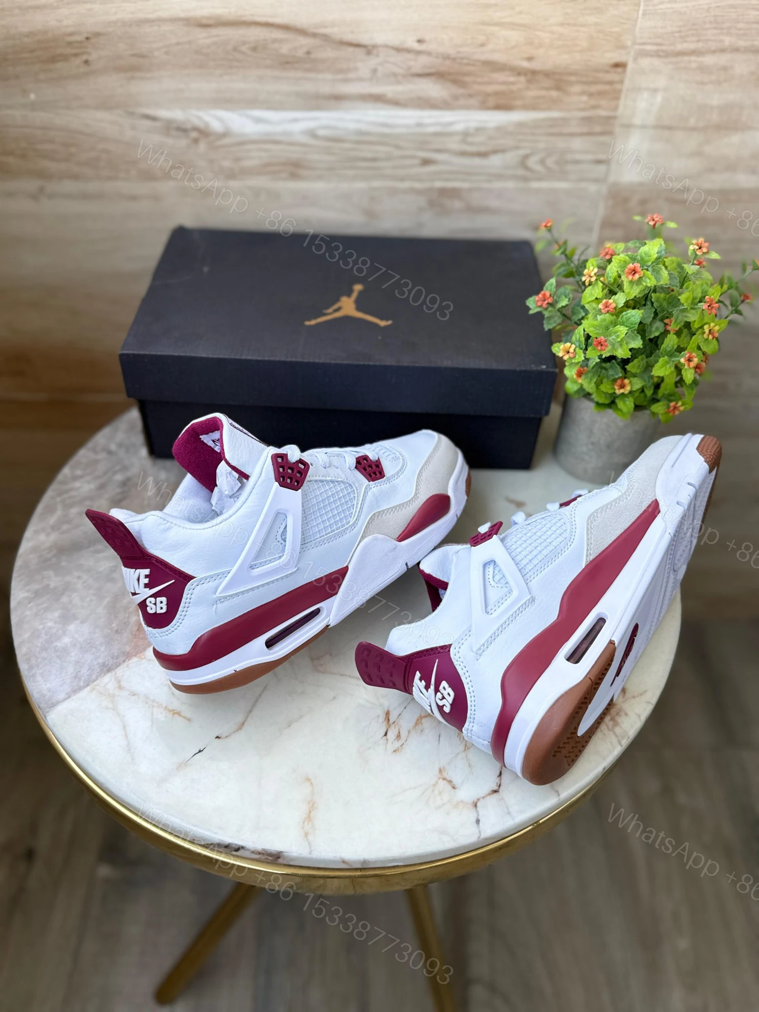 View 4 of AIR JORDANS RETRO 4 SAPHIRE LUEXRY RED WHITE REPLICA SHOES FOR MENS