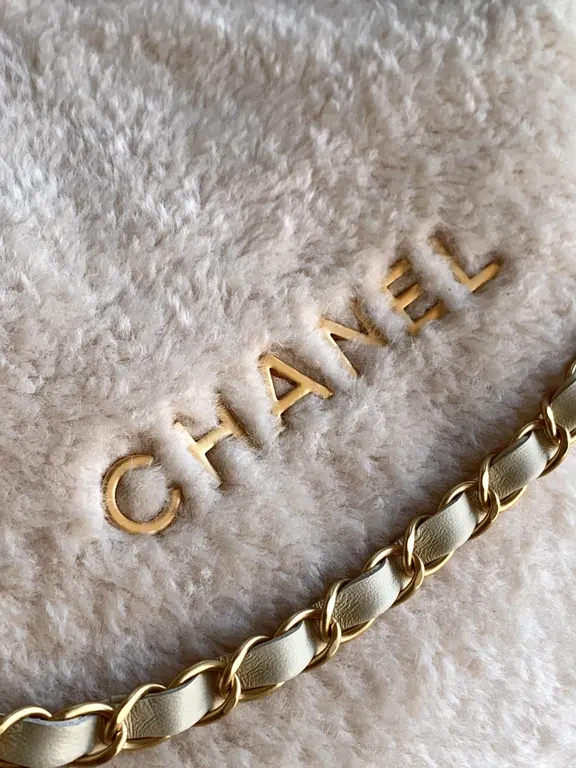 View 8 of Soft Texture Tote: Faux Shearling, Gold Chain, Couture Style