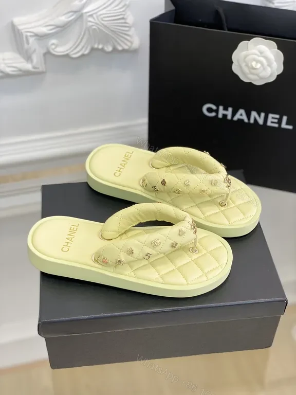 View 4 of Pastel Chanel-Inspired Quilted Flip Flops - Luxury Comfort Sandals