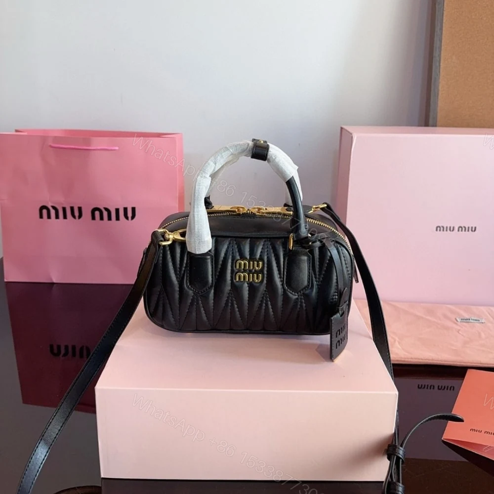 View 2 of MIUMIU ARCADIE MATELASSÉ NAPPA BAG BLACK 22CM 5BB142 N88 F0002 V OON