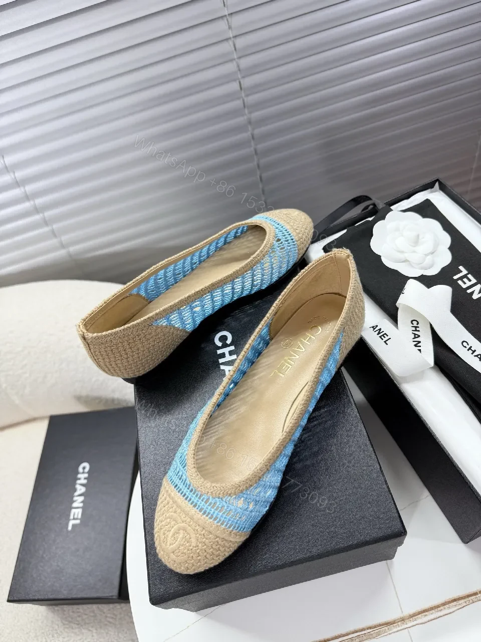 View 8 of Textured Denim Espadrille Flats with Jute Accents, Casual Luxe Flat