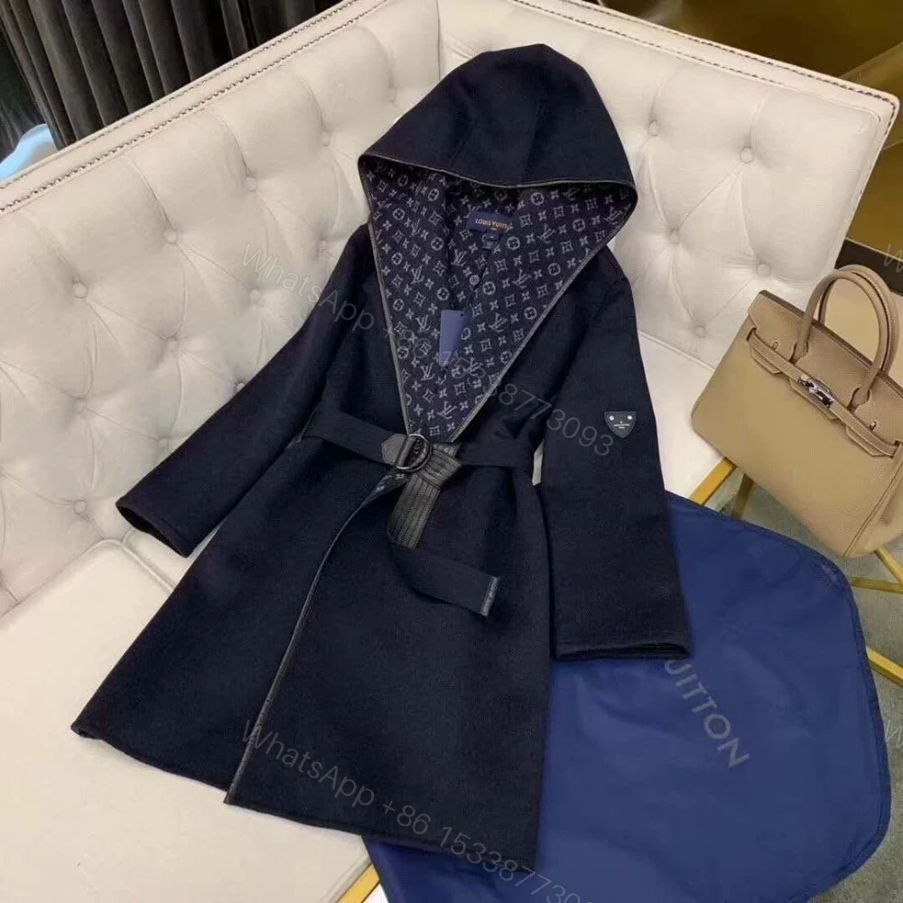View 2 of Louis Vuitton Hooded Wrap Coat Black 1A4PE6
