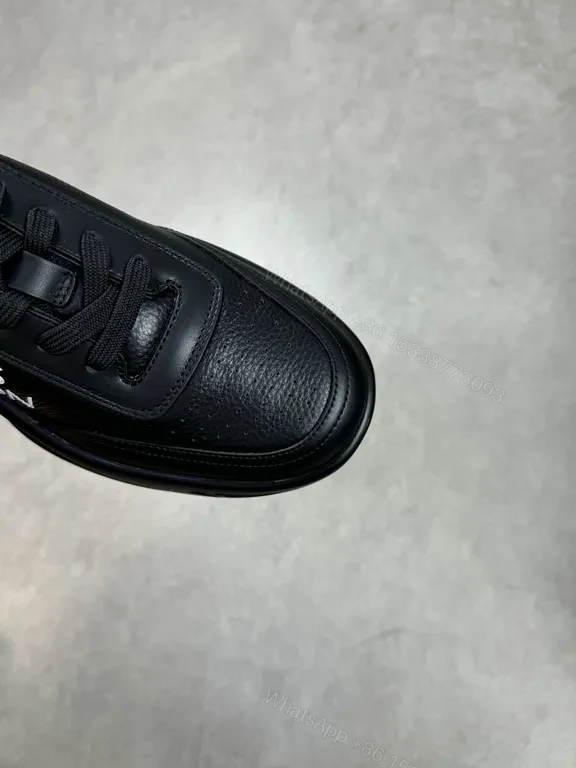 View 8 of Black Leather LVâ€‘Influenced Sneaker: Luxe Comfort Footwear