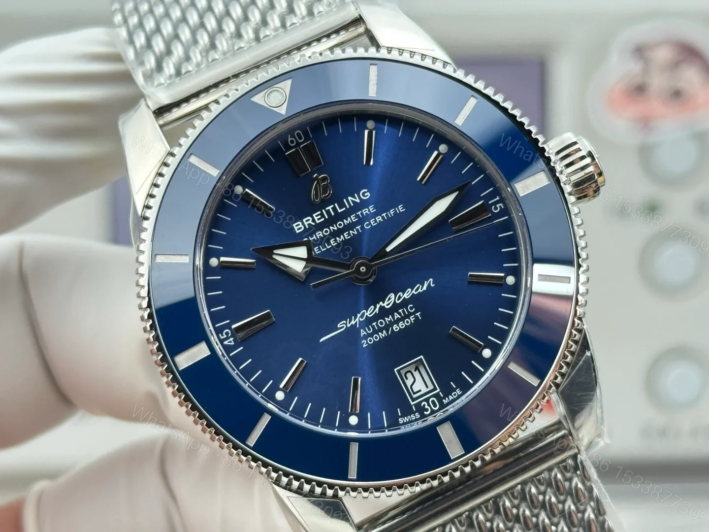 View 4 of Breitling Superocean Heritage ’57 Stainless Steel Blue Dial Mesh A10370161C1A1