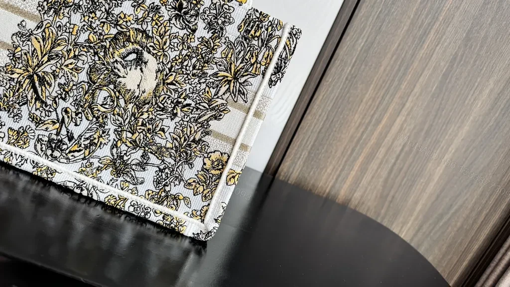 View 5 of Floral-Threaded Structured Tote: Dior-Inspired Luxury Bag