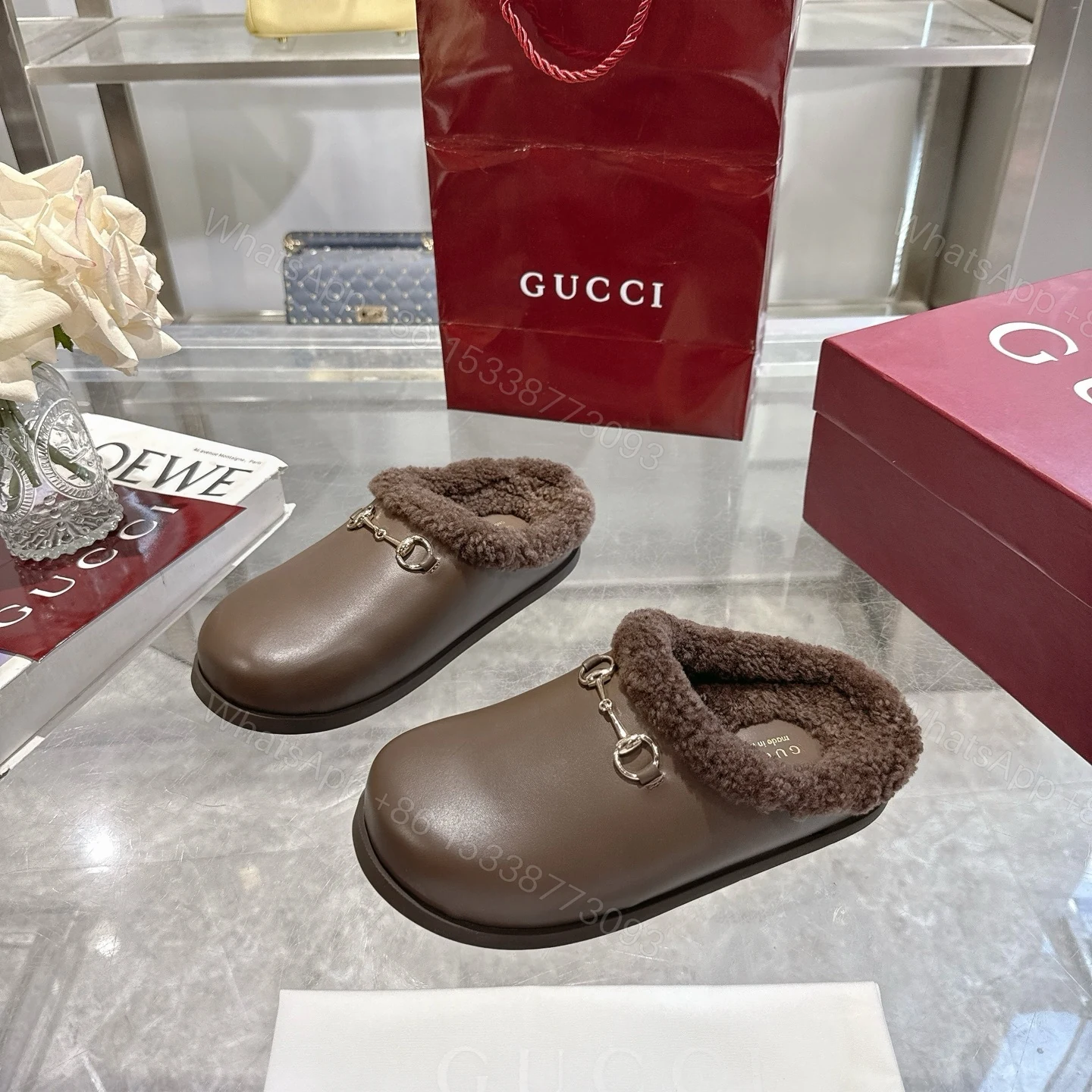 View 4 of Gucci Women Mule With Horsebit Brown Leather