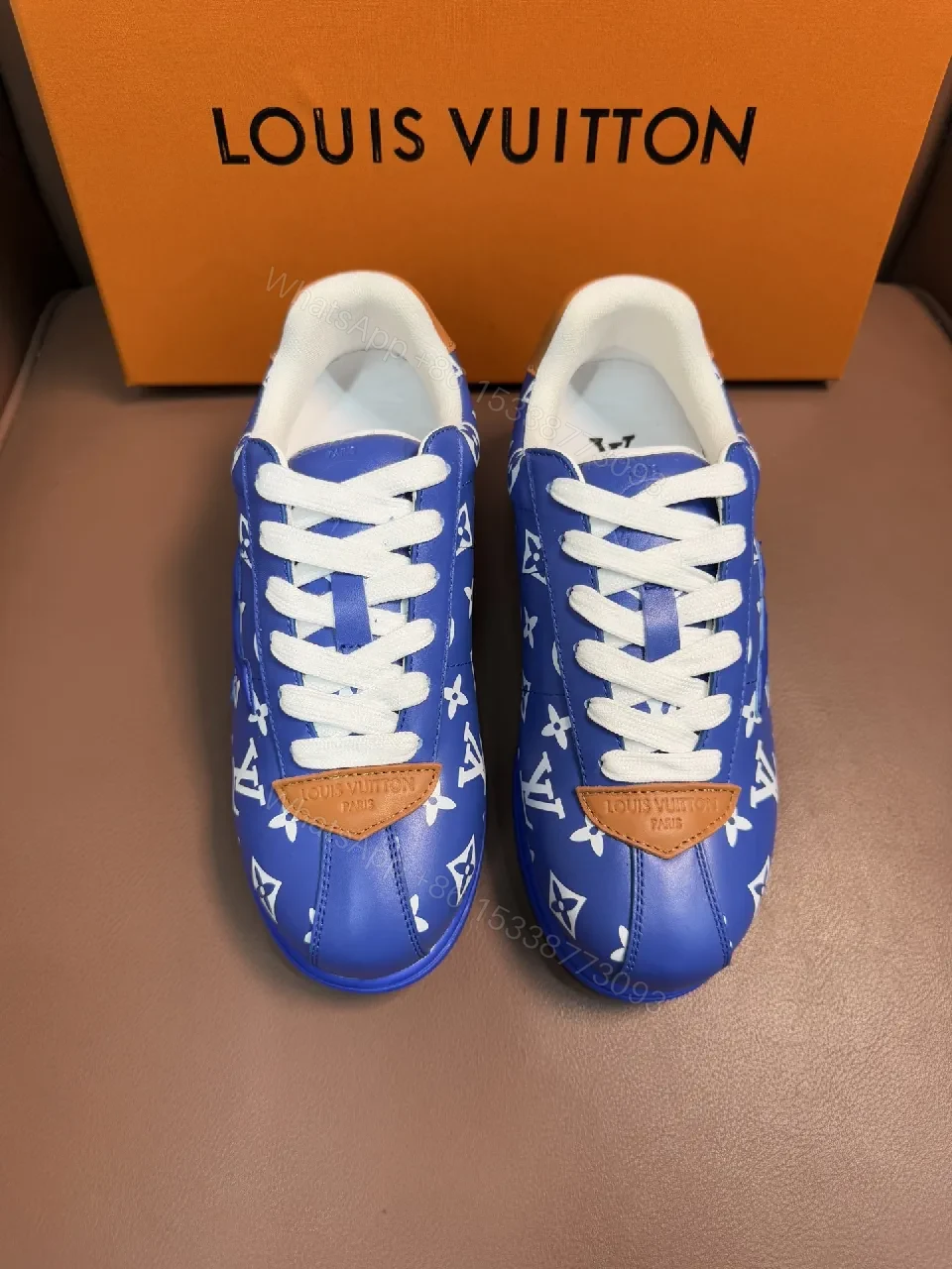 View 5 of Blue Leather LV Monogram Sneaker: Casual to Luxe Comfort