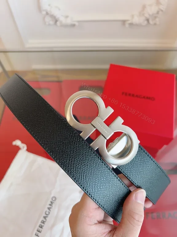 View 3 of Elegant Buckle Leather Belt: Modern, All-Day Comfort, Ferragamo Buckle Belt