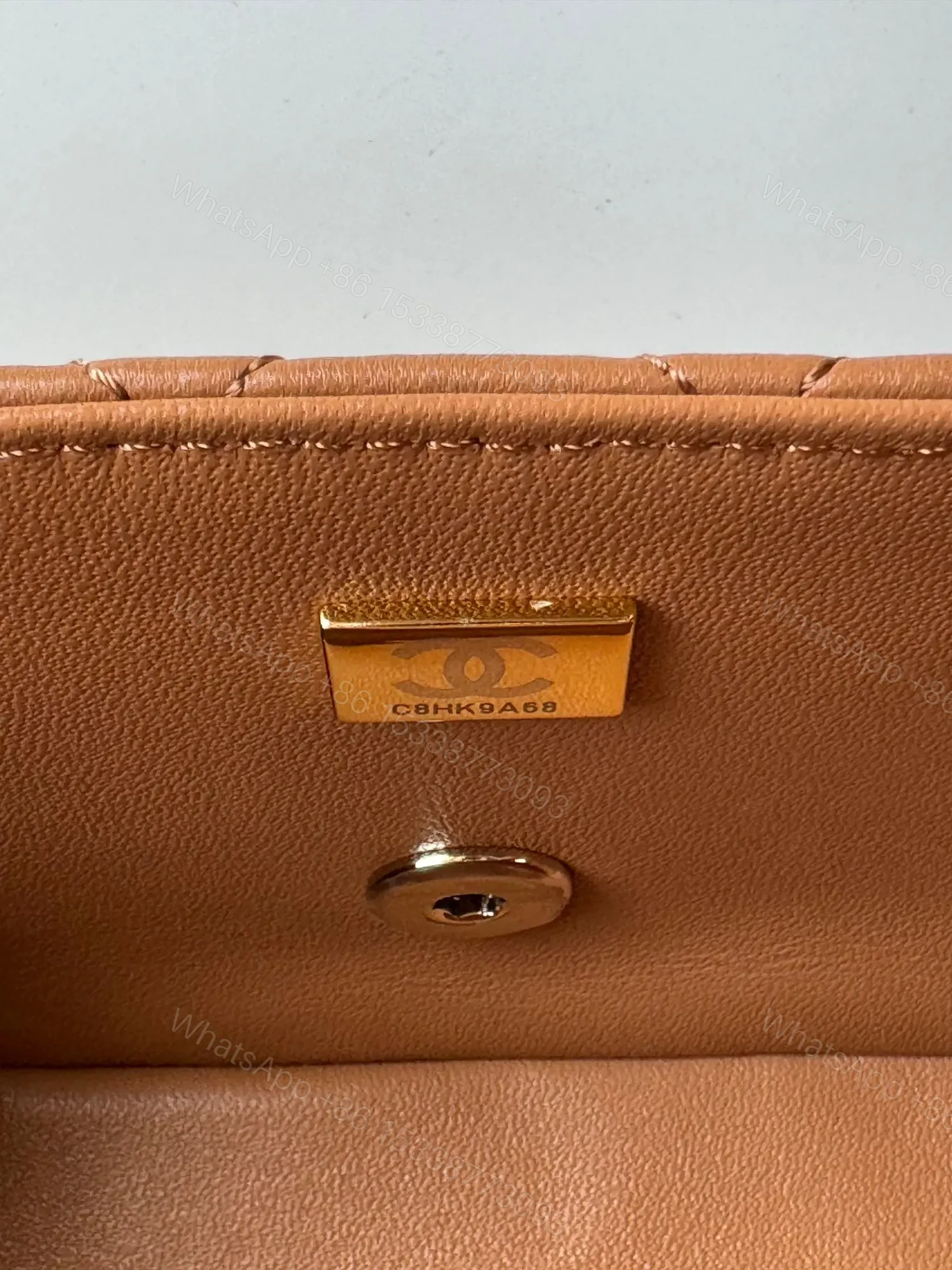 View 9 of CHANEL FLAP BAG 20 IN BRONZE BROWN LAMBSKIN WITH HANDLE