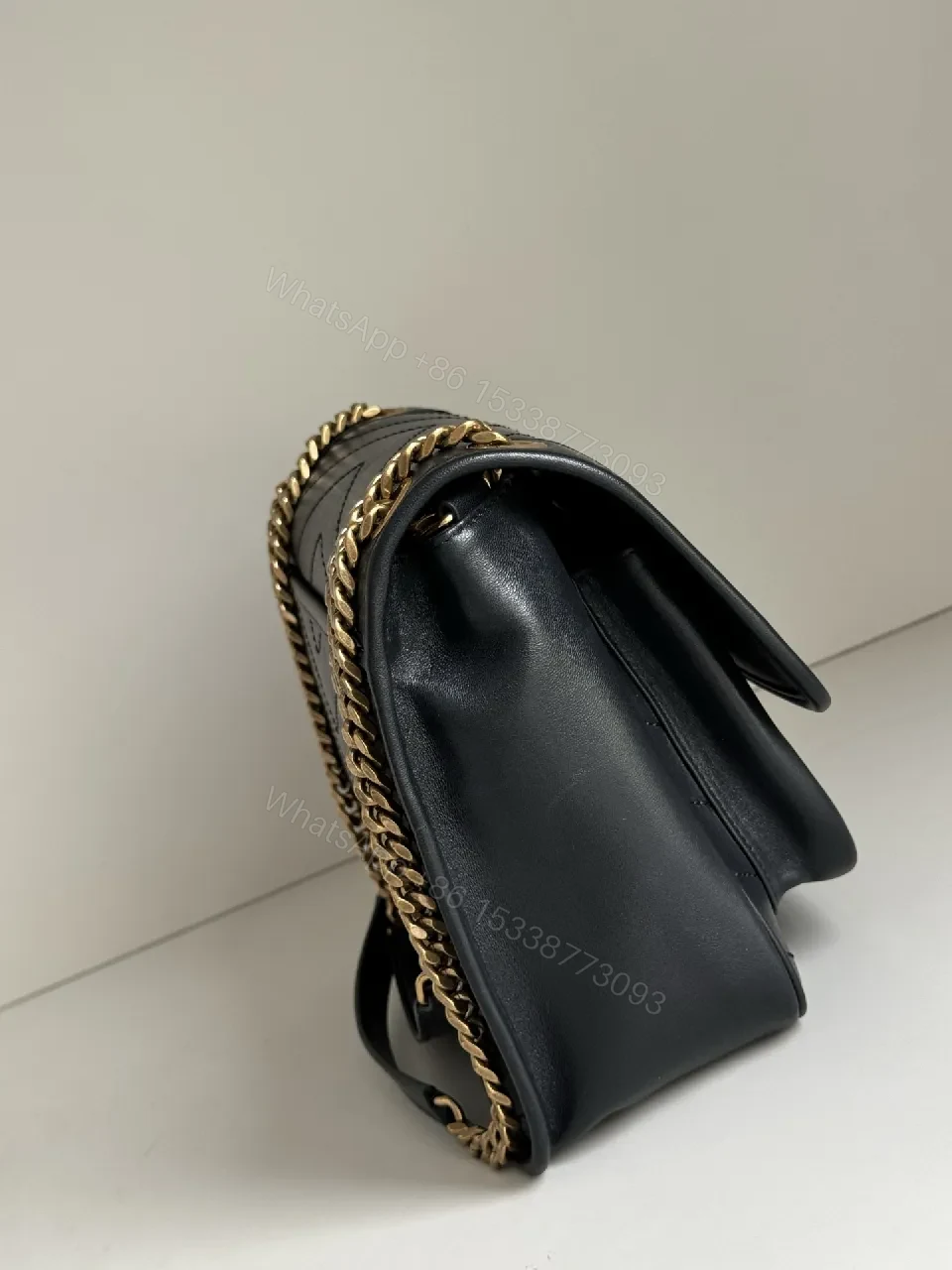 View 7 of Quilted Leather Crossbody Bag, Classic Black, Minimalist Luxe
