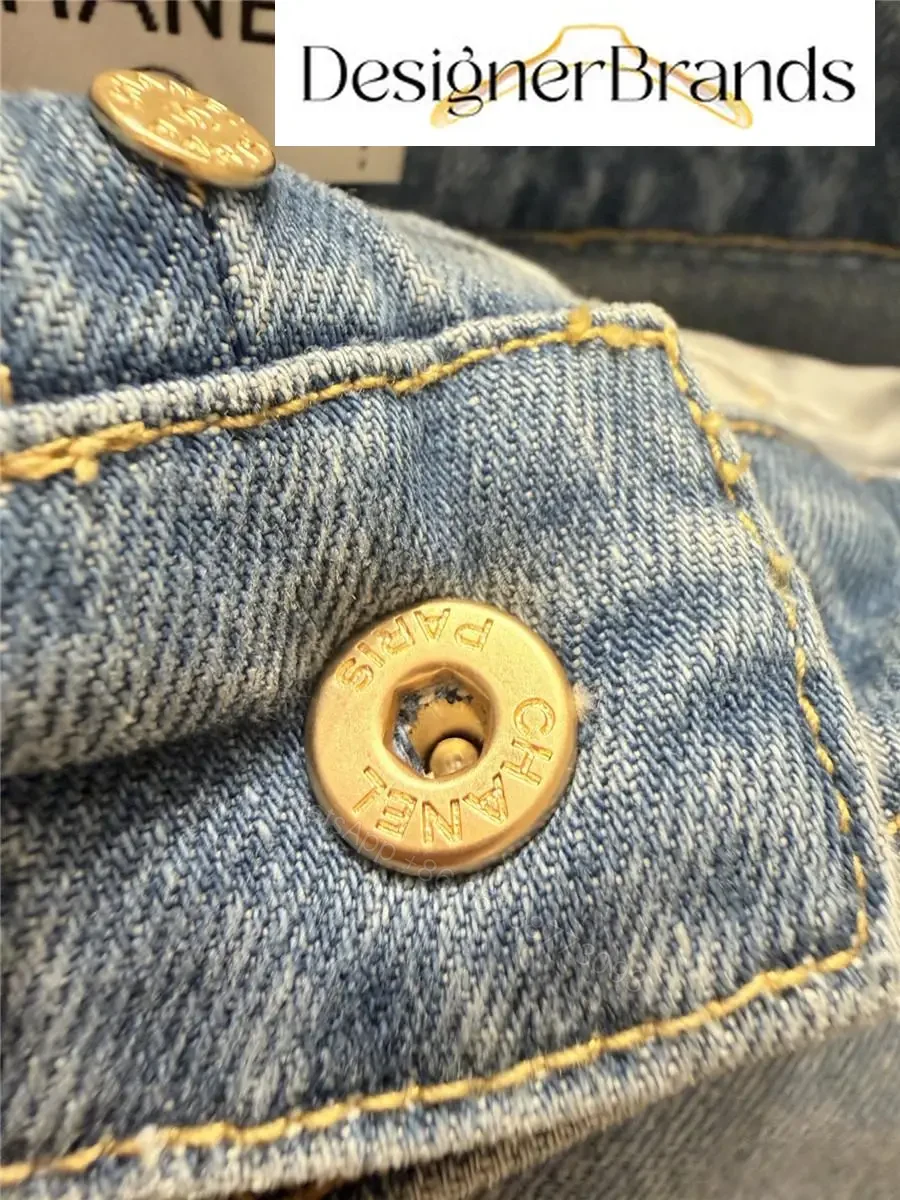 View 6 of Chanel Light Wash High-Waisted Straight-Leg Jeans