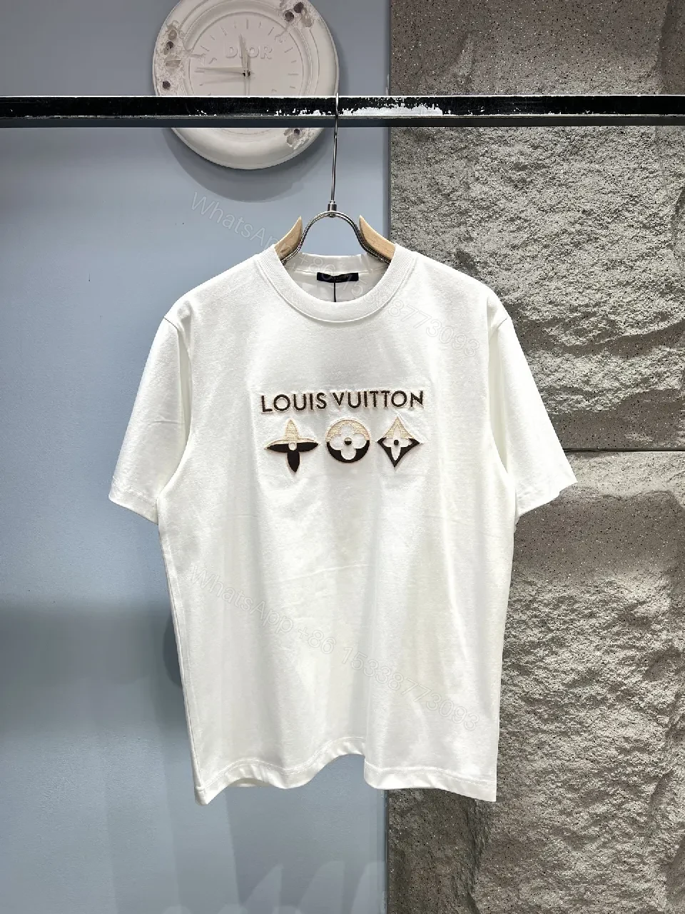 White Embroidered Tee — Premium Cotton, Modern Icon, LV-inspired — view 1