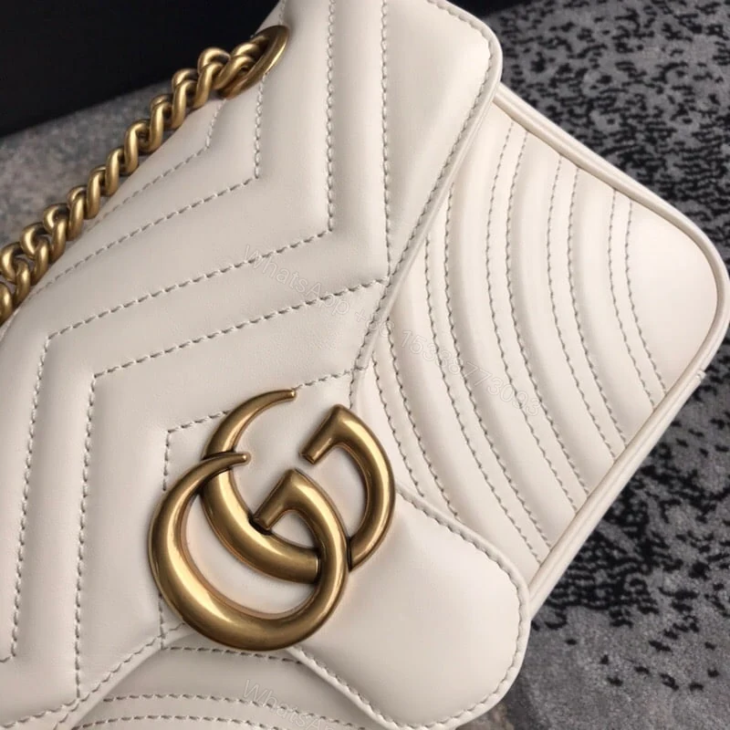 View 3 of Gucci GG Marmont Mini Shoulder Bag White Matelassé 22Cm 446744 DTDIT 9022