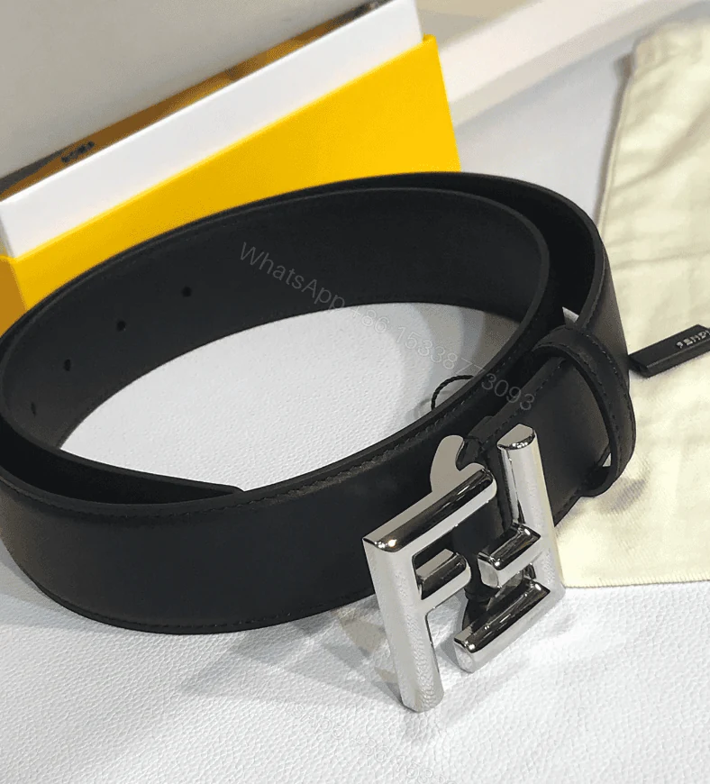 View 4 of FENDI’S BLACK LEATHER BELT WITH FENDI SILOUIS VUITTONER BUCKLE 40MM