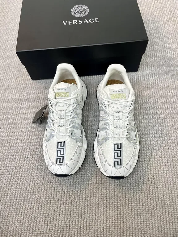 View 5 of Crisp White Versace Leather Sneaker - Luxe Textured Edge