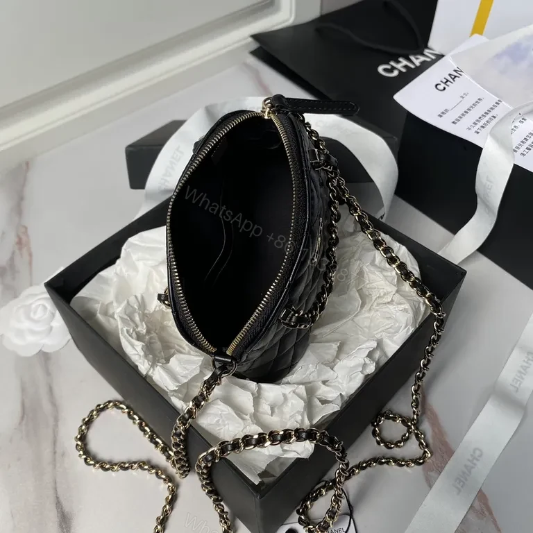 View 6 of Mini Quilted Black Flap Bag with Gold Chain â€” Everyday Luxe
