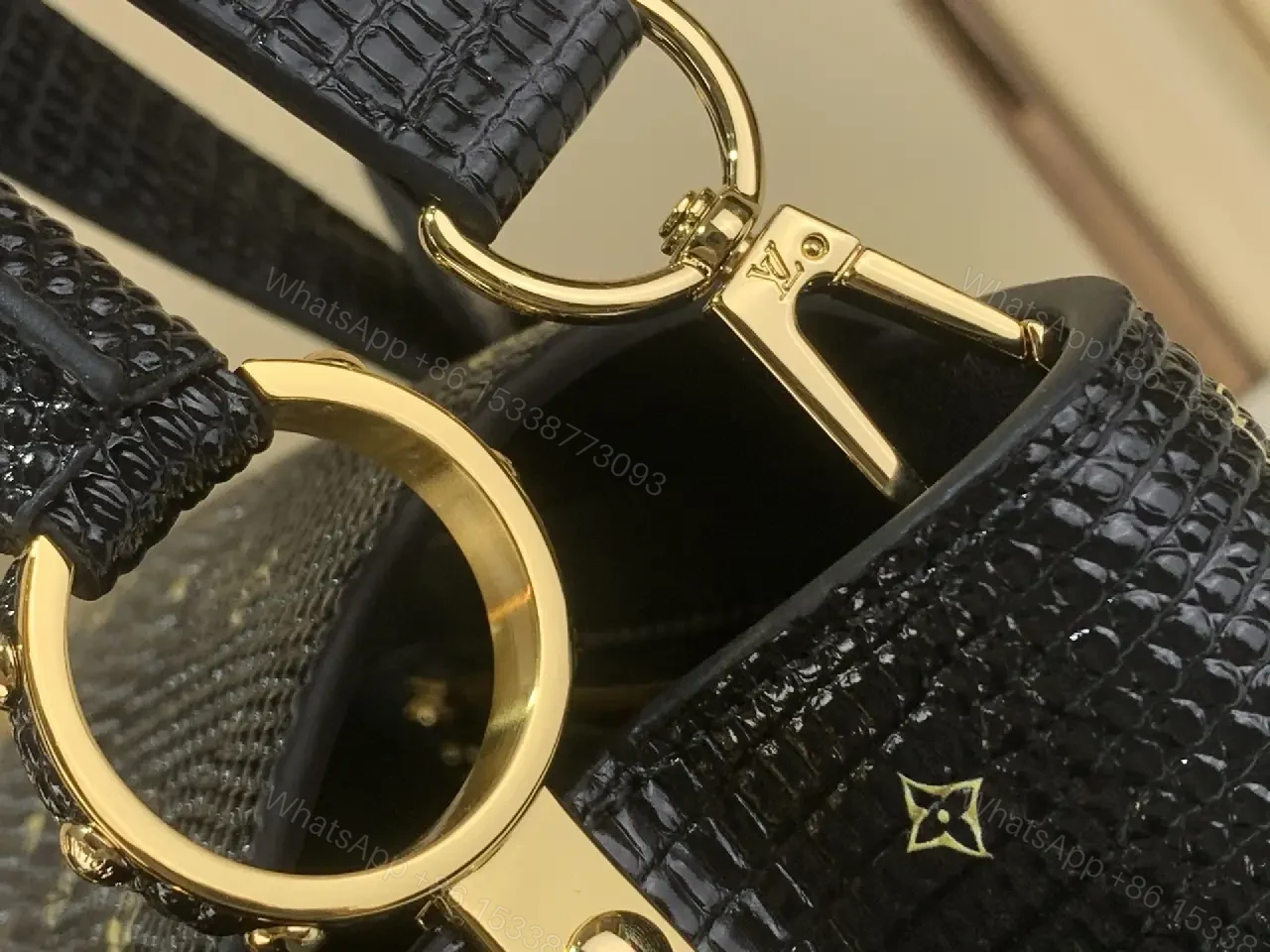 View 3 of Pebble-Grain Starry Handbag: Compact Luxe Crossbody Bag