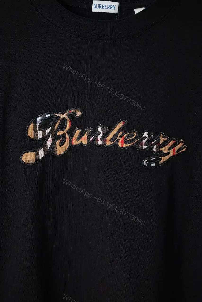 View 11 of Black Burberry Script Logo Floral Print Oversized Tee T-Shirt