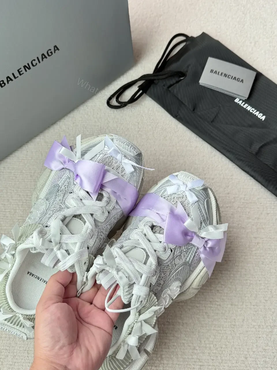 View 8 of Lilac-Accented Textured Luxe Sneaker, Cushioned Comfort, Casual/City Wear