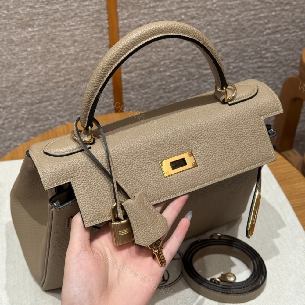 View 8 of 高仿Hermes*Kelly28系列H043230TCS2風衣灰金扣牛皮純手工